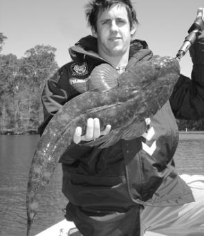 Brent Hartigan took some time out from training with the Richmond AFL club to land a monster South Coast flathead. The fish was caught on 1kg line, a great effort under the circumstances.